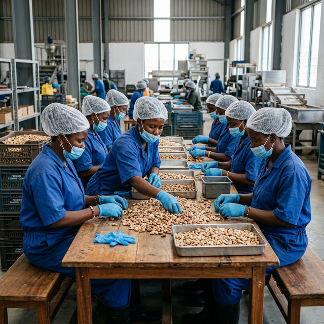 Traitement manuel des noix de cajou